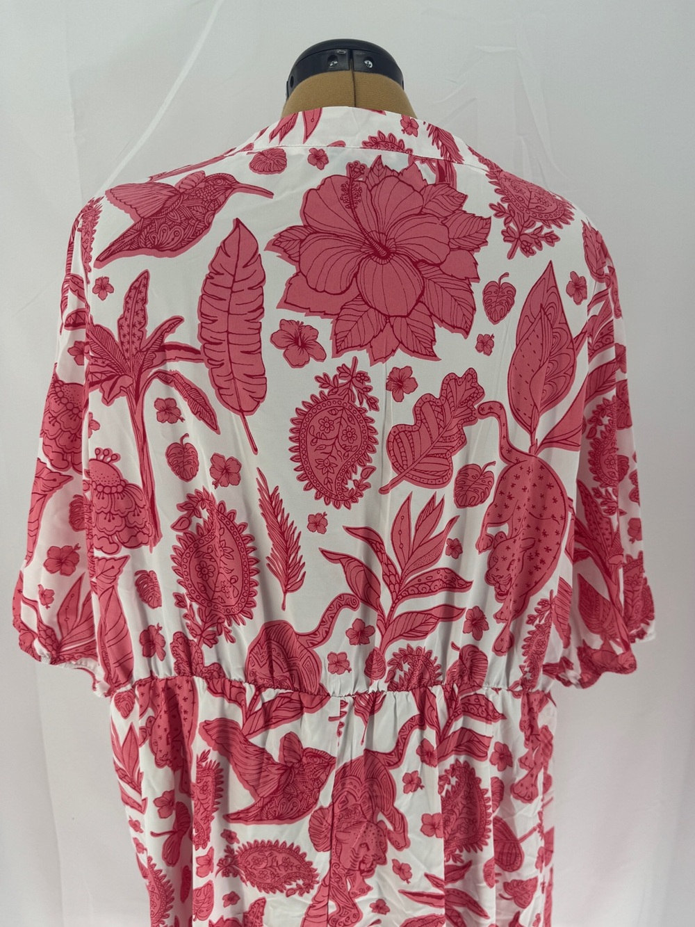 Women’s White Dress with Pink Floral Print 0147 EUC - Picture 4 of 5